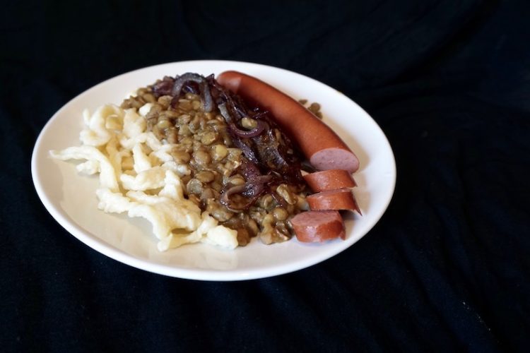Lentils (Linsen) with Spaetzle a German Classic From Scratch 
